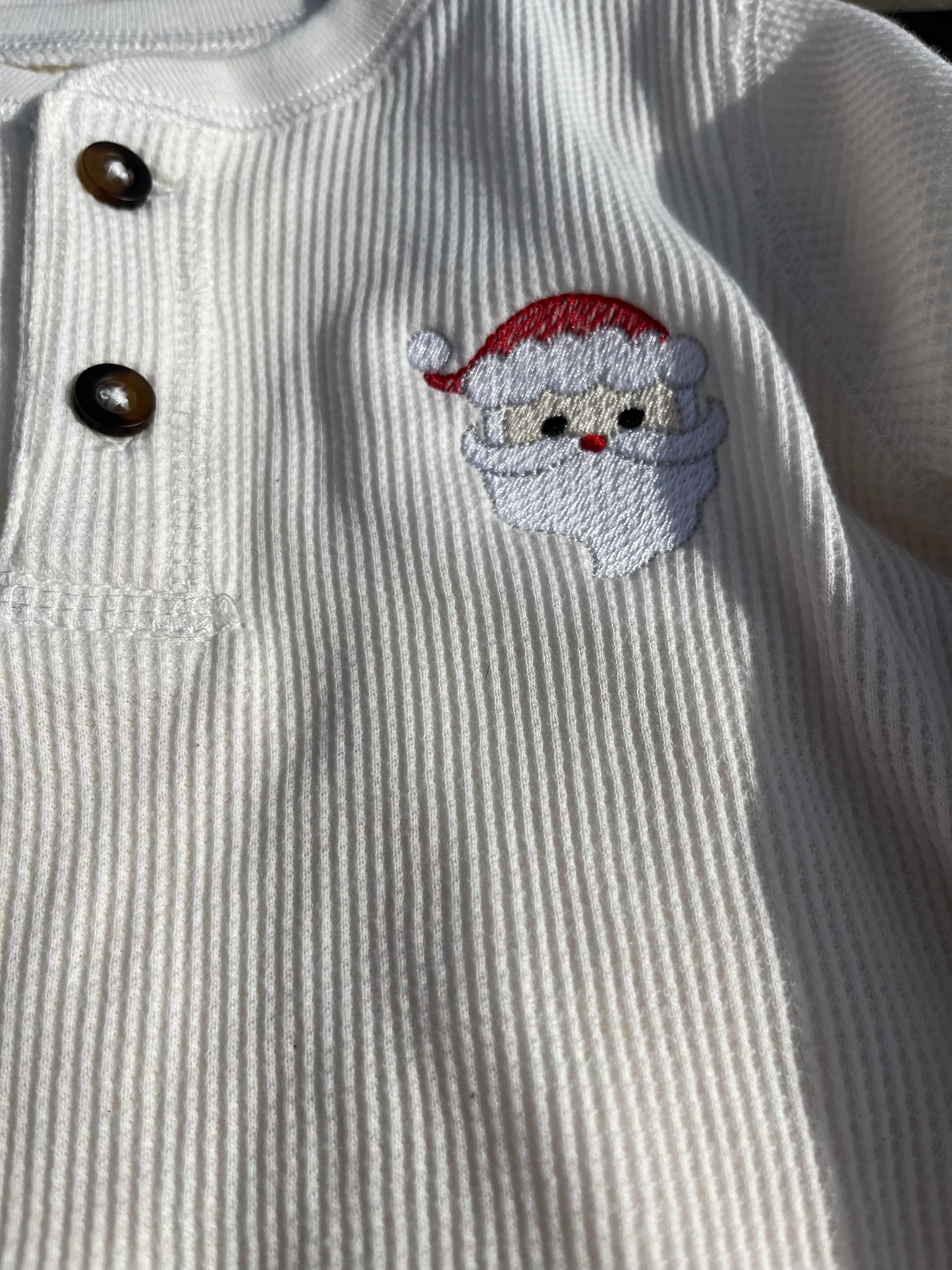 Santa Embroidered Toddler Long Sleeve Henley Shirt