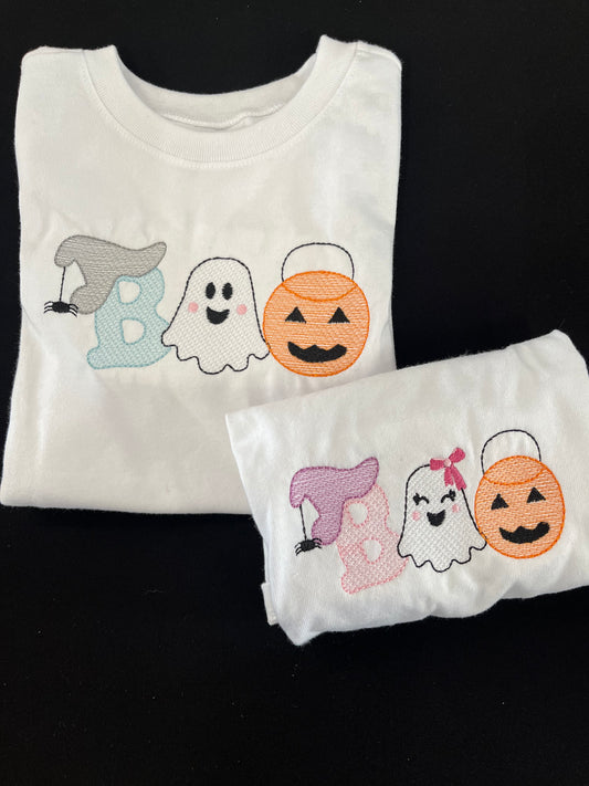 Embroidered BOO Boys' Long Sleeve Shirt