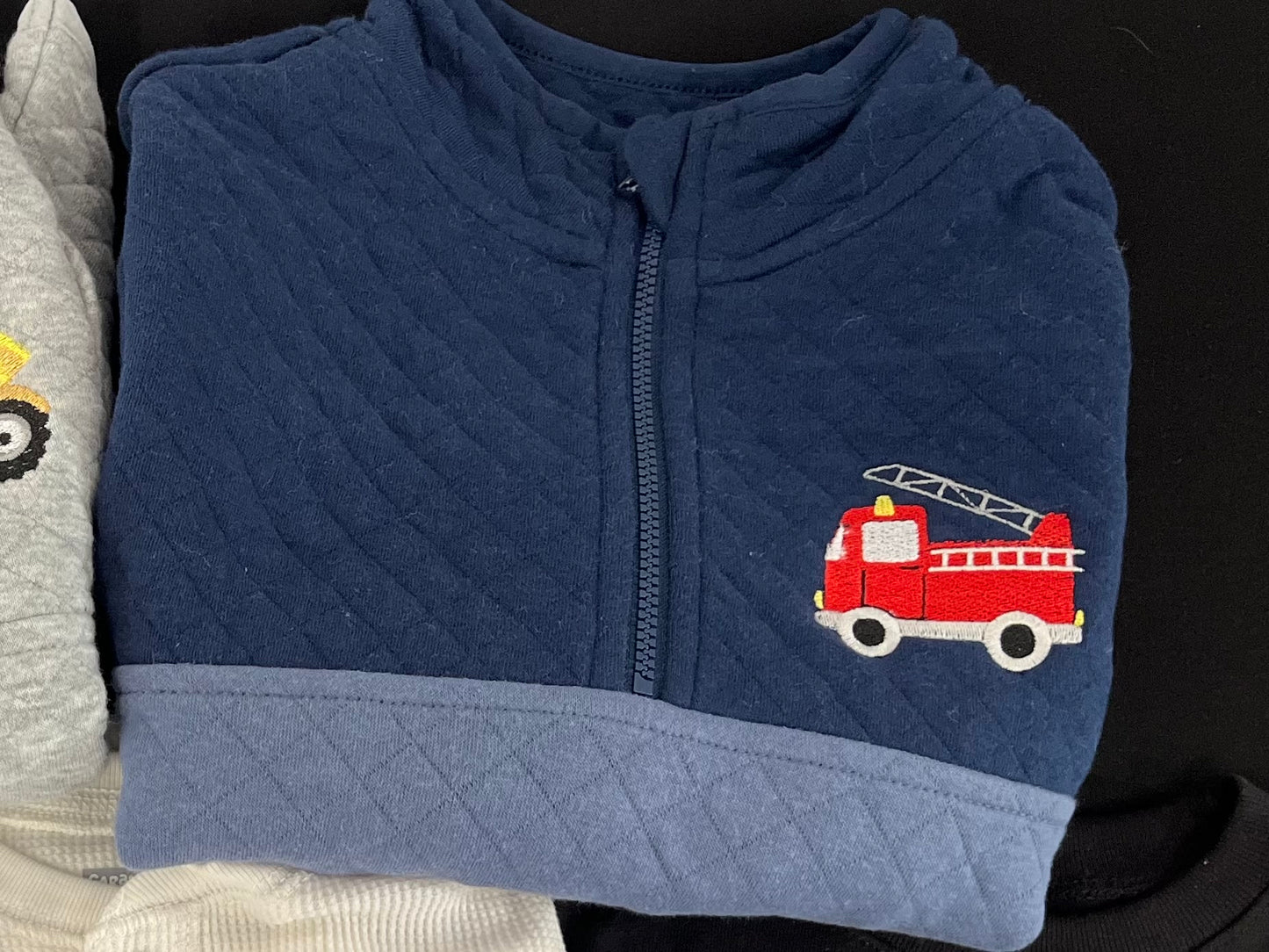 Fire Truck Embroidered Boys' Quilted 1/4 Zip Pullover