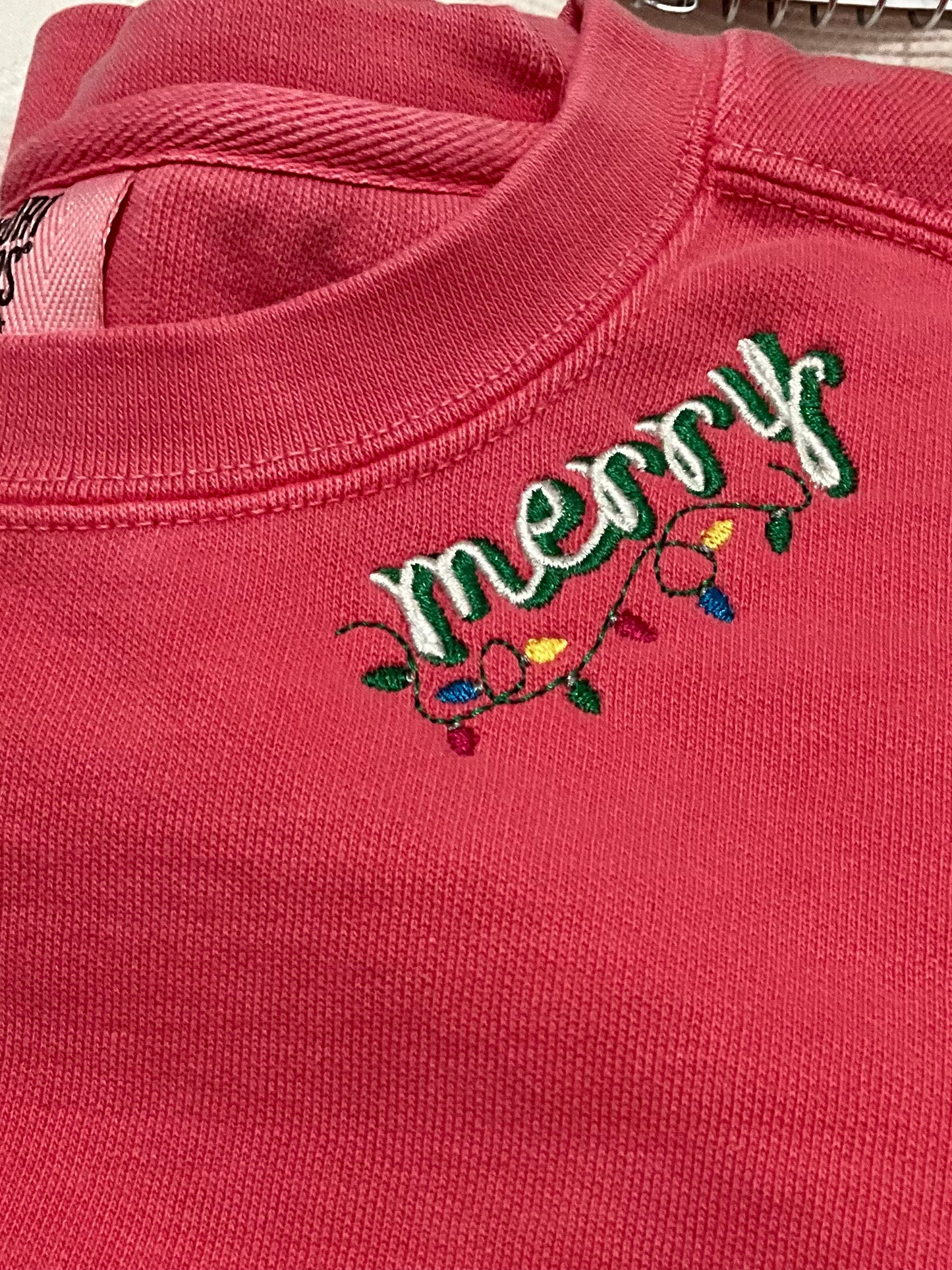 Embroidered Merry Neckline Comfort Colors Sweatshirt