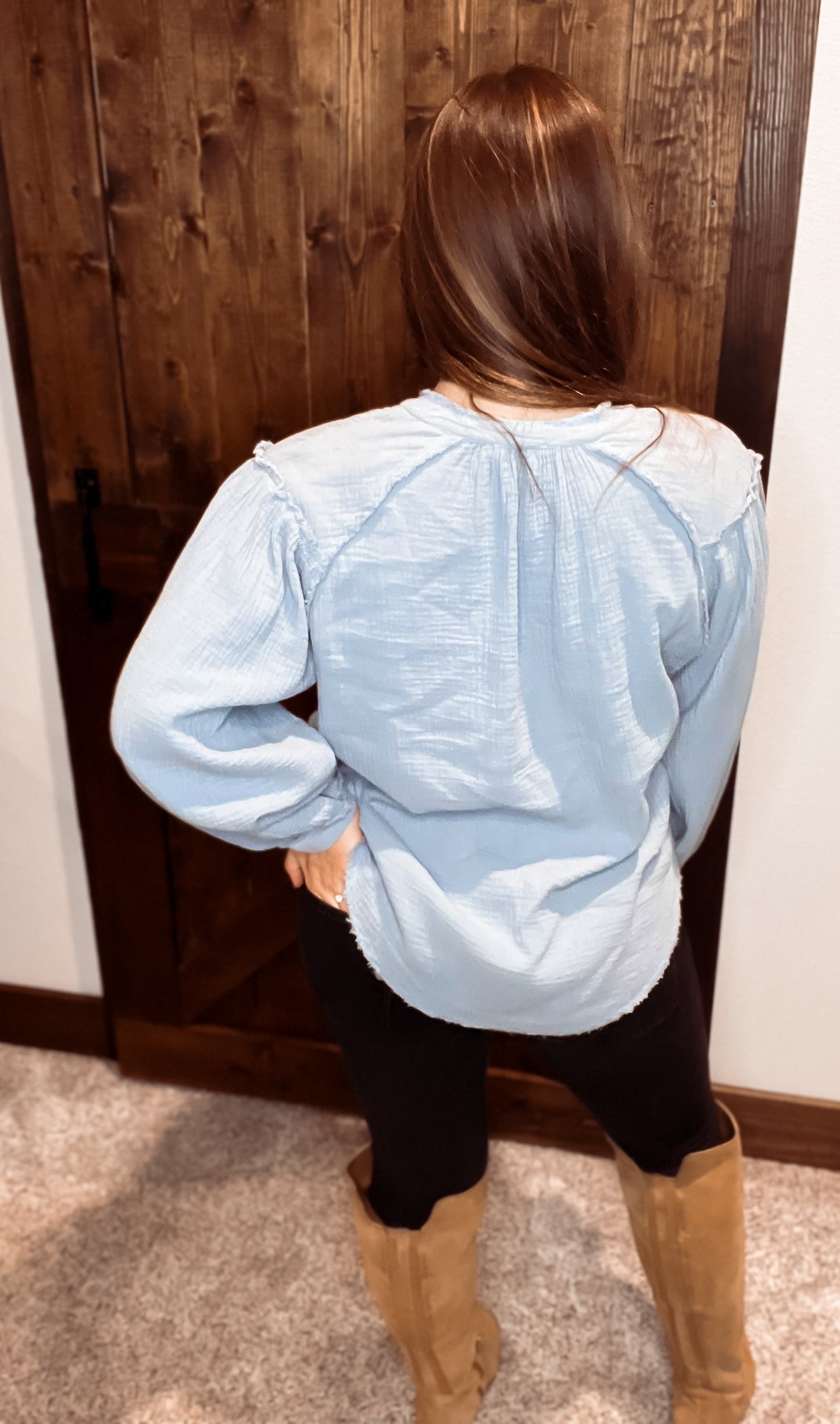 Amanda Blue Button Down Blouse