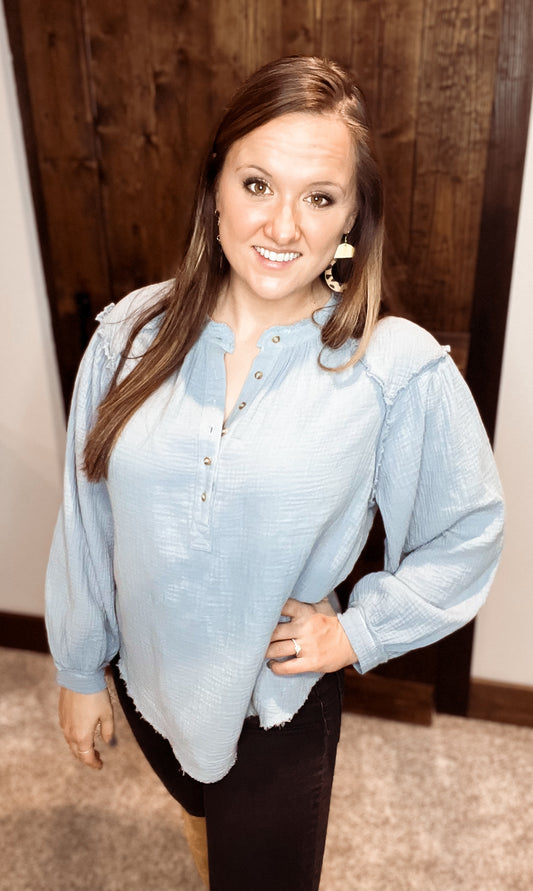 Amanda Blue Button Down Blouse